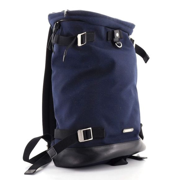 Saint Laurent Rivington Race Backpack Canvas with Leather Black, Blue - Picture 3 of 8